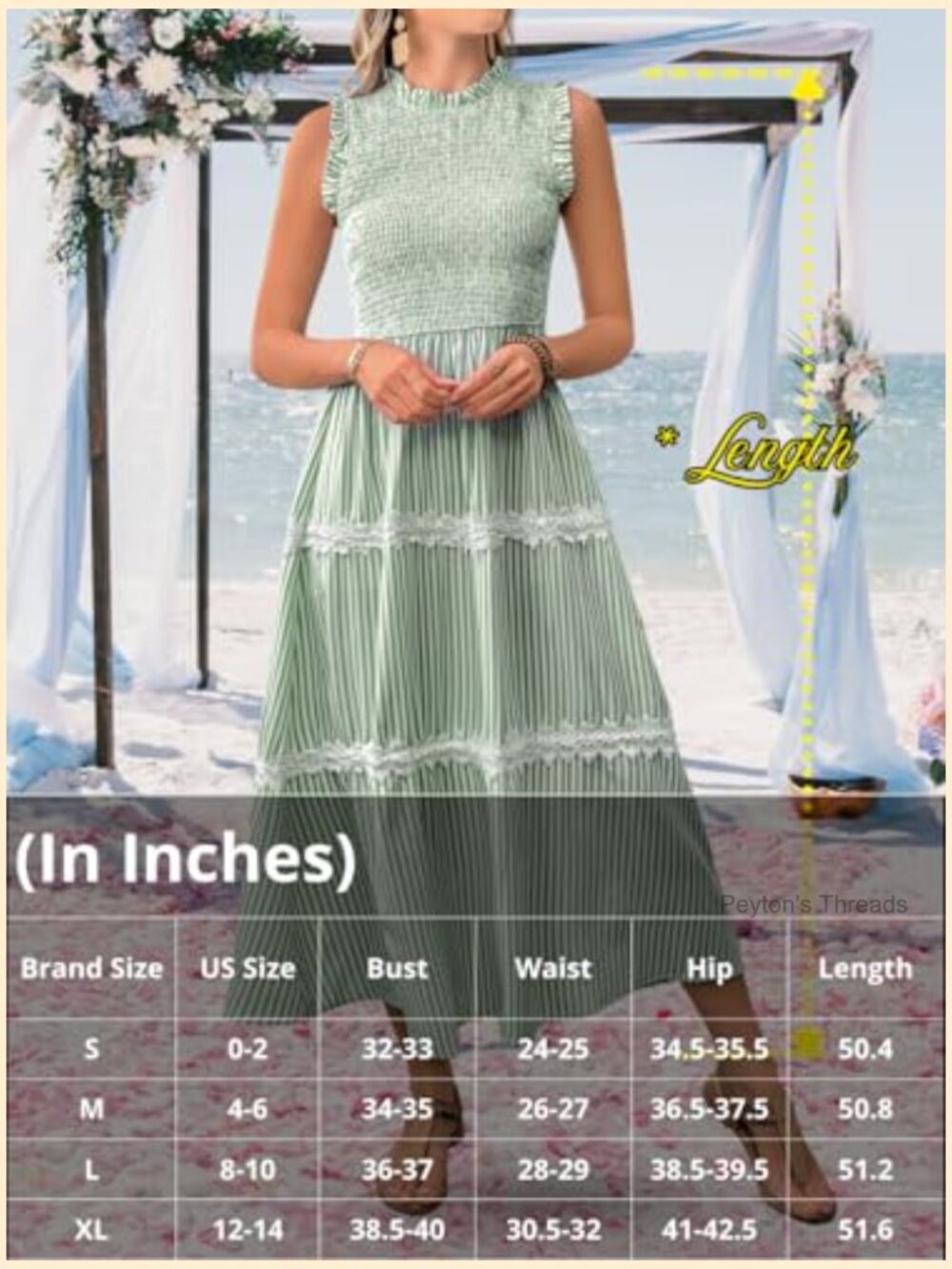 Sleeveless Smocked Flowy Tiered Midi Dress, Casual Striped Sundress - Picture 6 of 7
